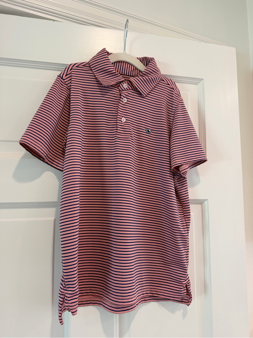 Vineyard Vines Pink and Navy Striped Polo